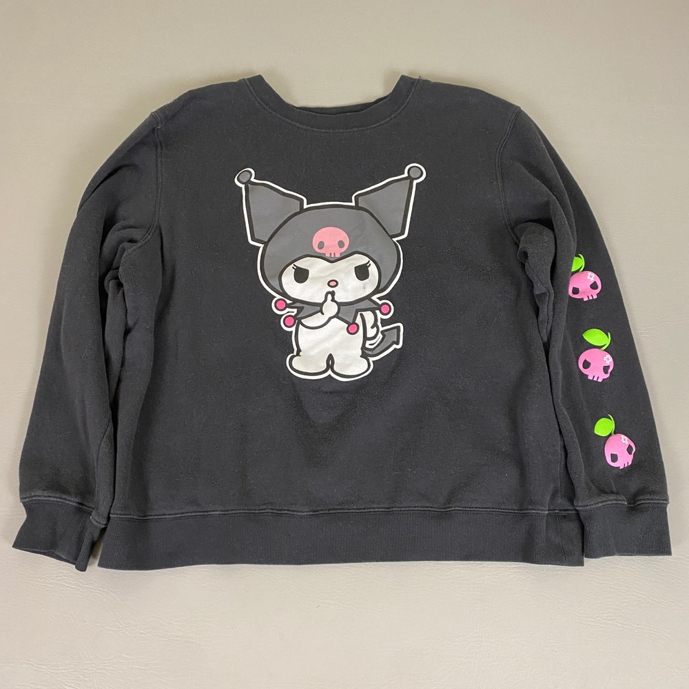 Kuromi Graphic Sweatshirt Women's Size Large‎ Black Long Sleeve Crew Neck